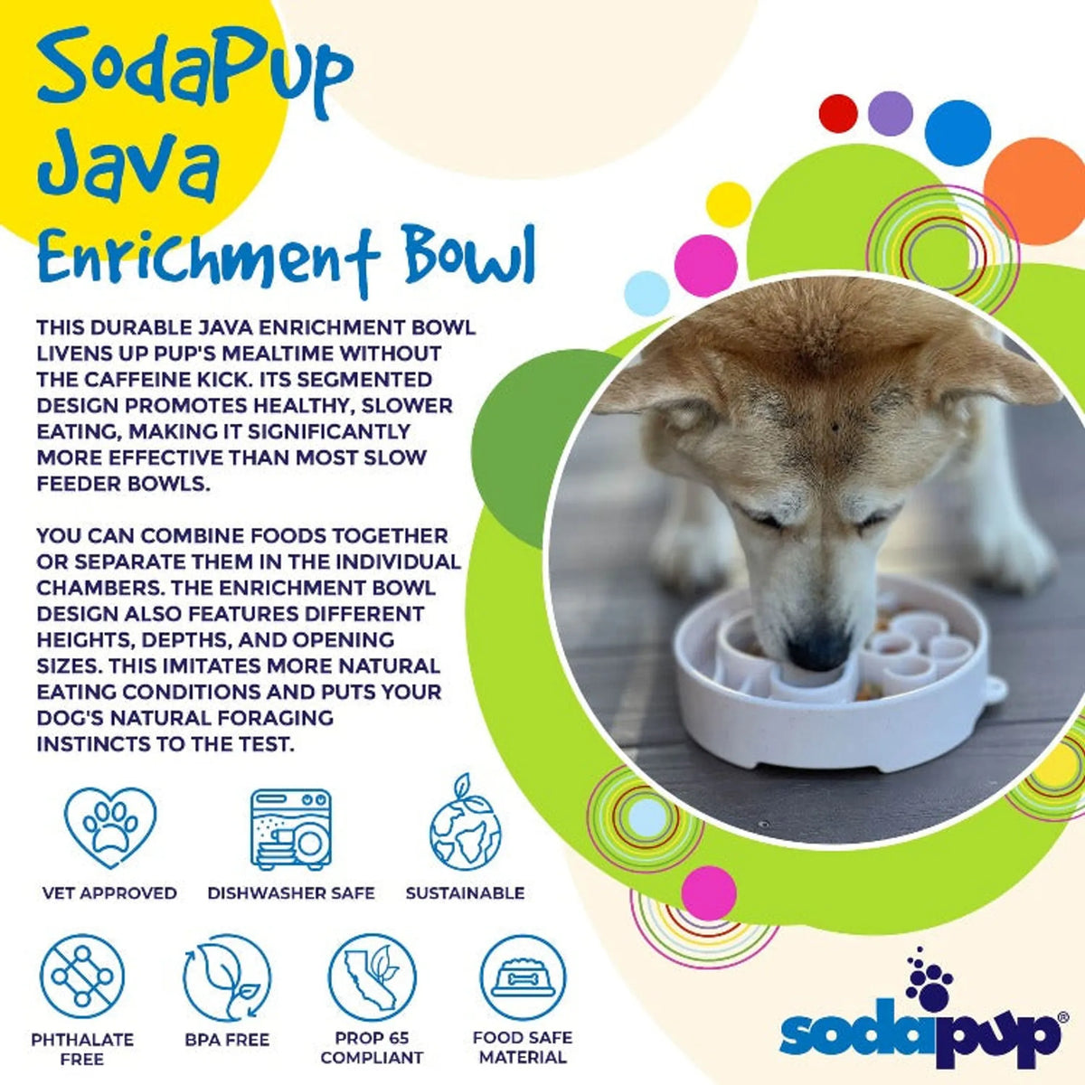 Java eBowl Deep Slow Feeder Dog Bowl for Enrichment