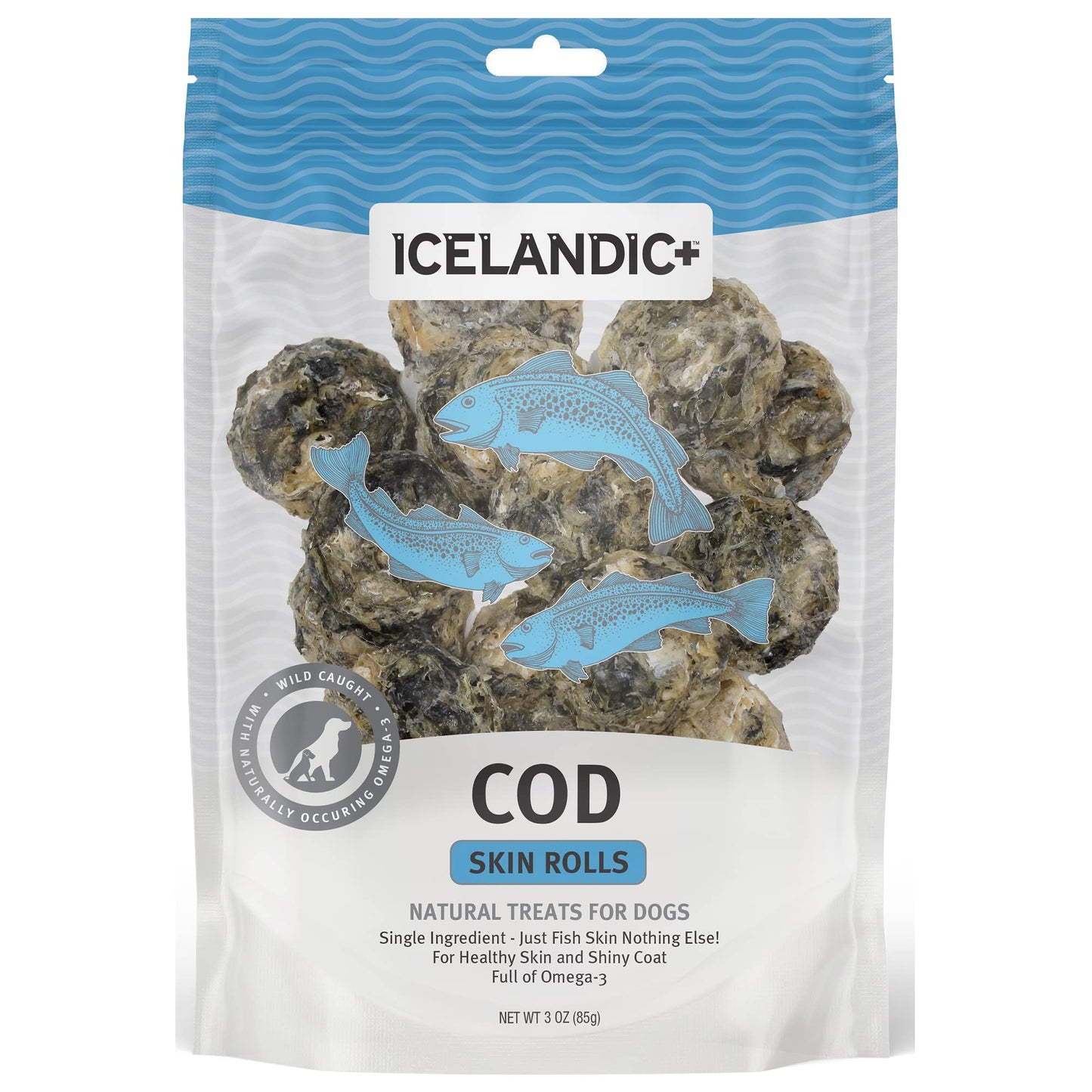 Cod Skin Rolls Dog Treat 3-oz Bag