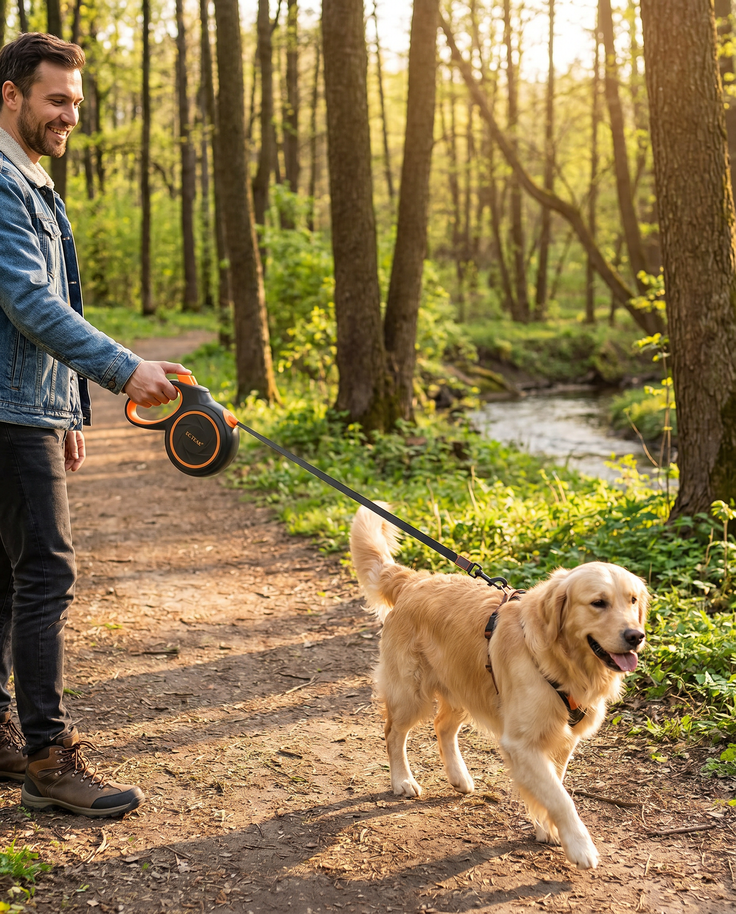 Dog Leash with One-Hand Brake