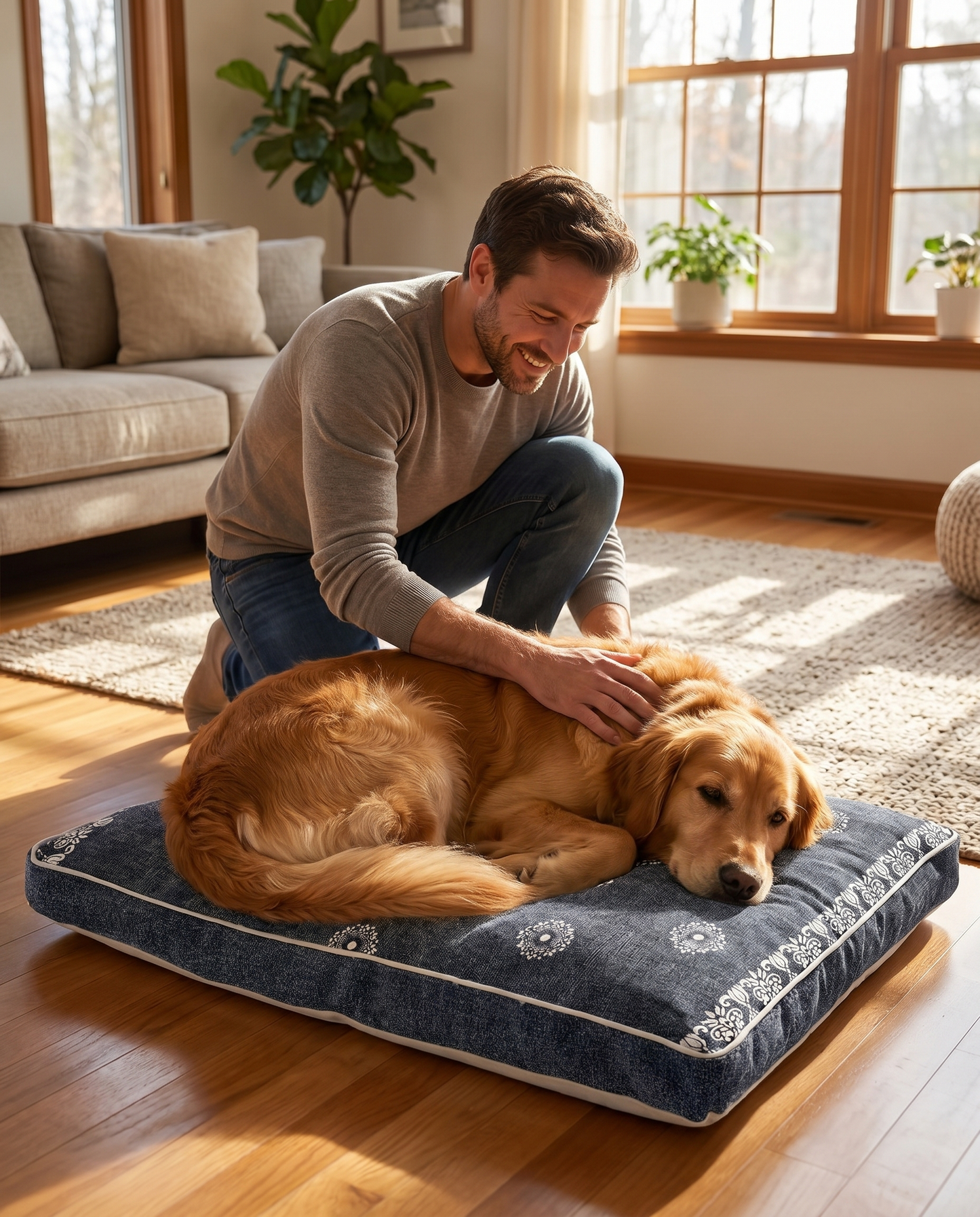 Blue Medallion Pillow Style Pet Bed