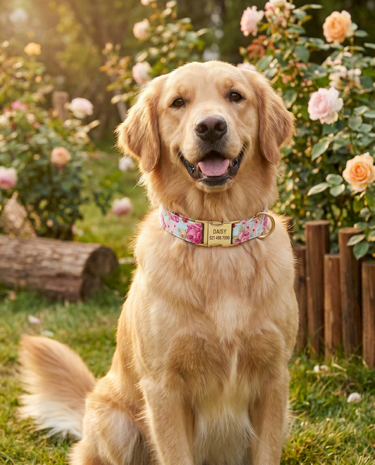 Personalized Printed Dog Collar Leash Set