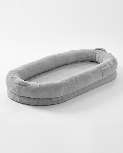 Human-Size Dog Bed · Faux Rabbit Fur, Washable
