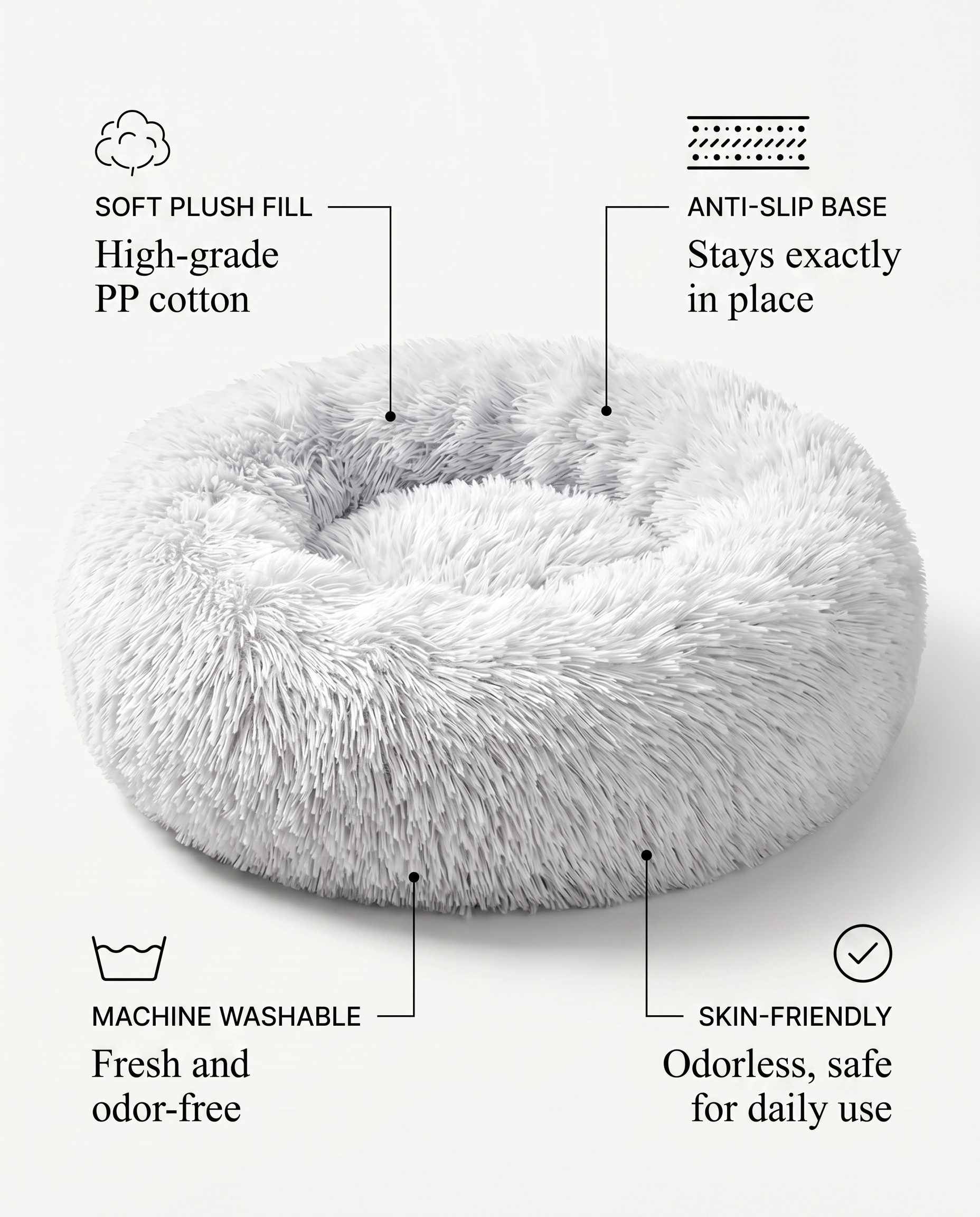 Calming Cozy Nest Dog Bed · Anti-Slip Base