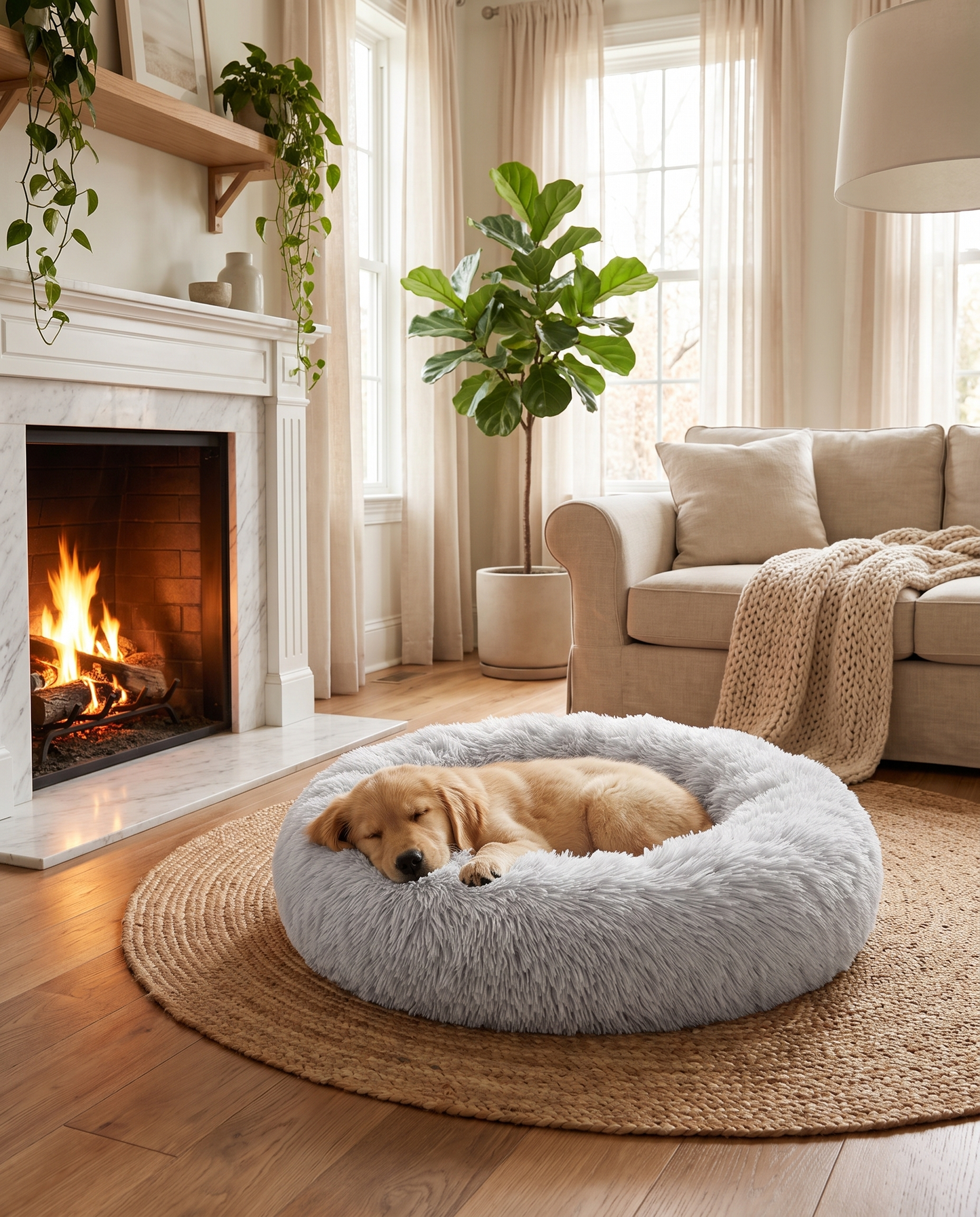 Calming Cozy Nest Dog Bed · Anti-Slip Base