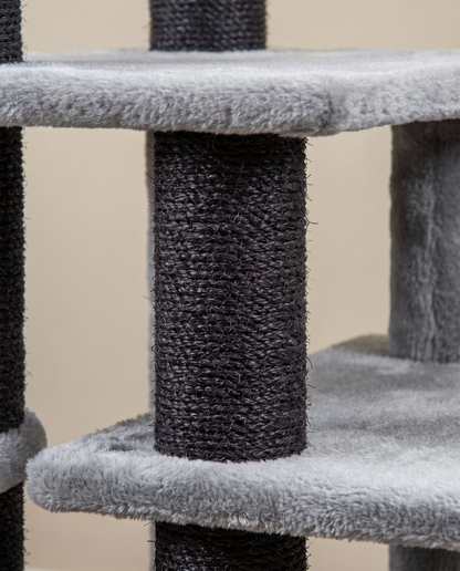 Adjustable Cat Stairs with Condo & Scratching Post