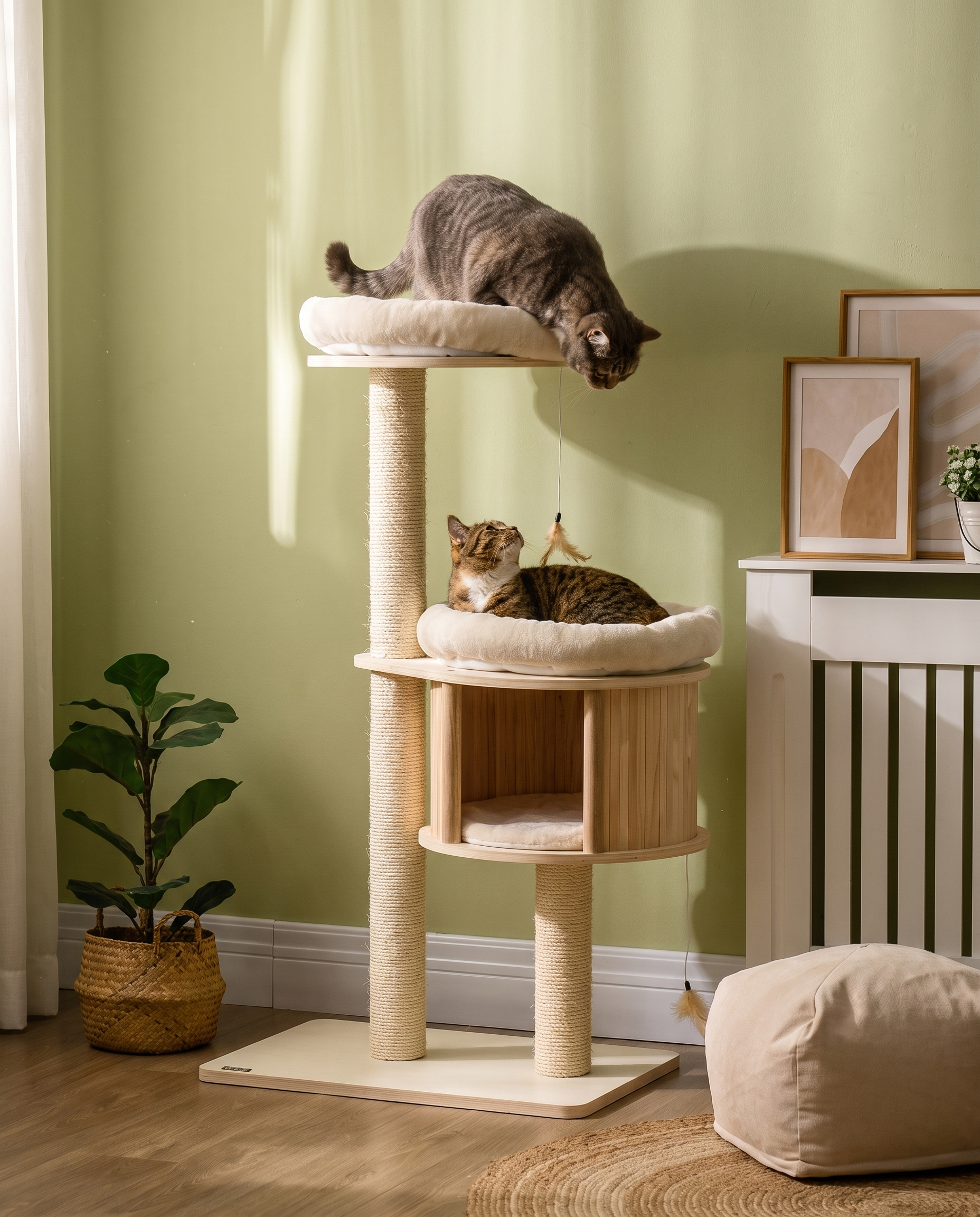 3-Level Cat Tree with Condo & Sisal Scratching Posts