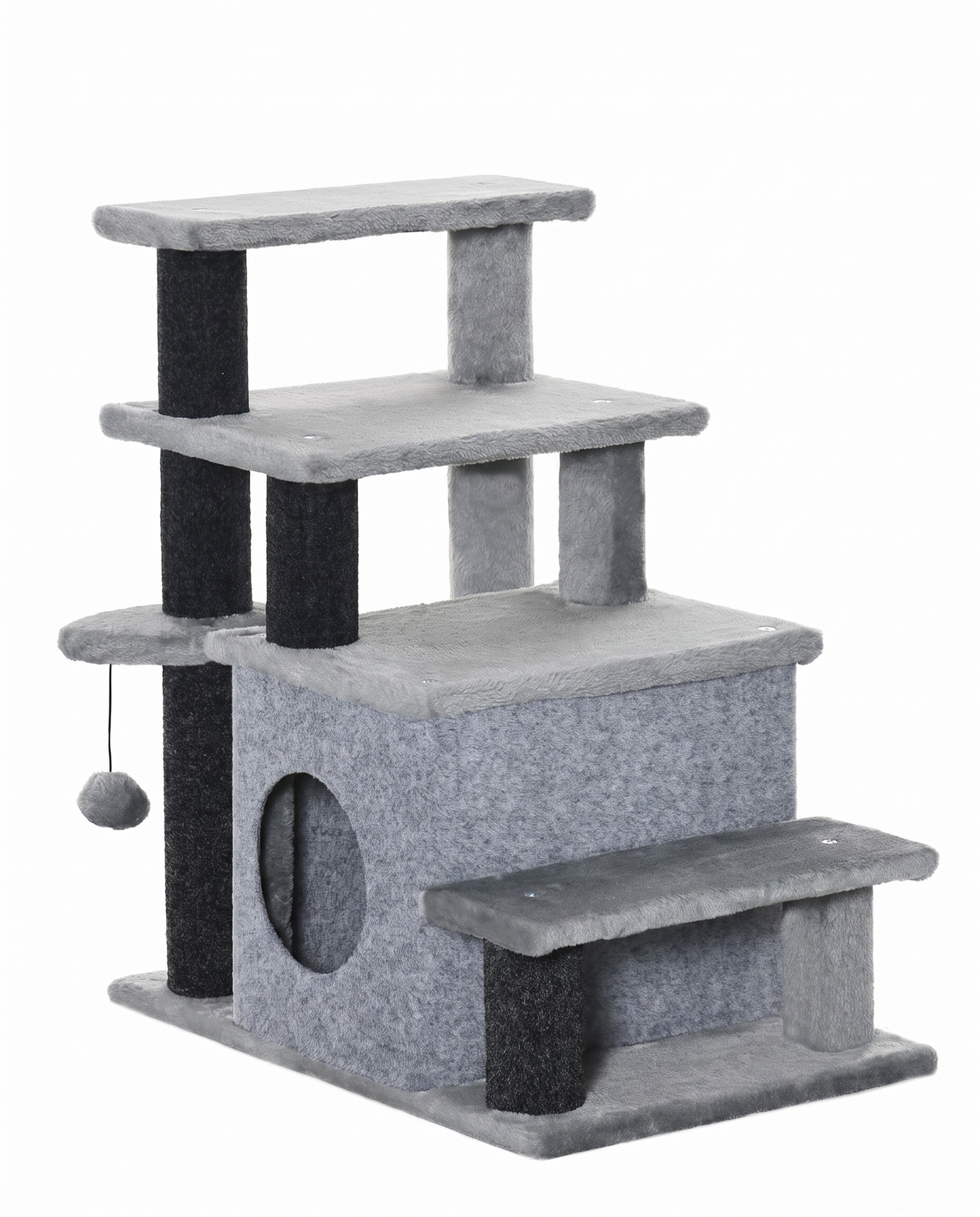 Adjustable Cat Stairs with Condo & Scratching Post