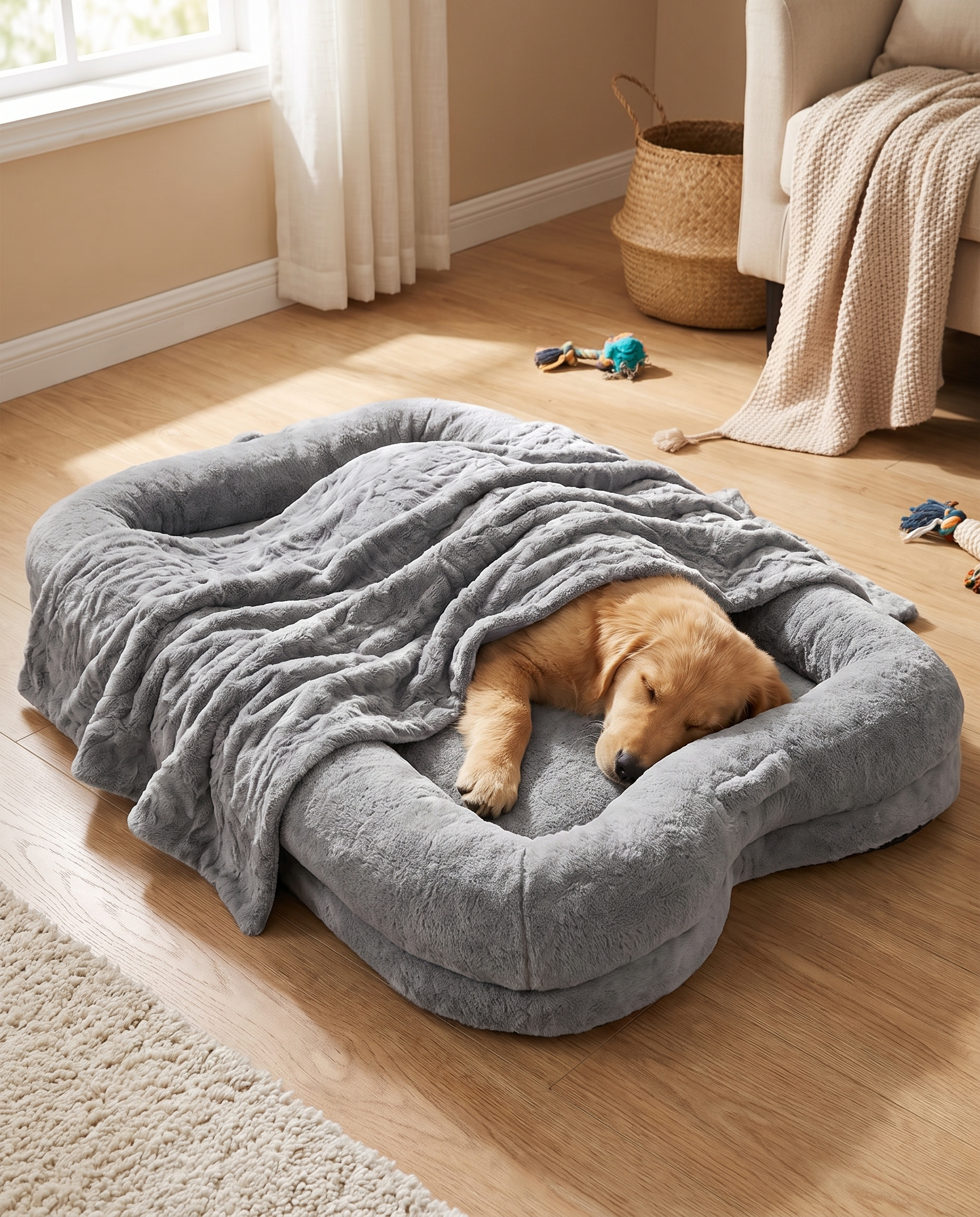 Giant Human Dog Bed · Faux Fur, Oversized