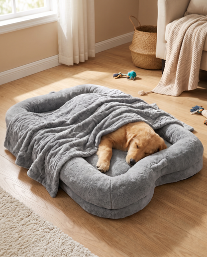 Giant Human Dog Bed · Faux Fur, Oversized